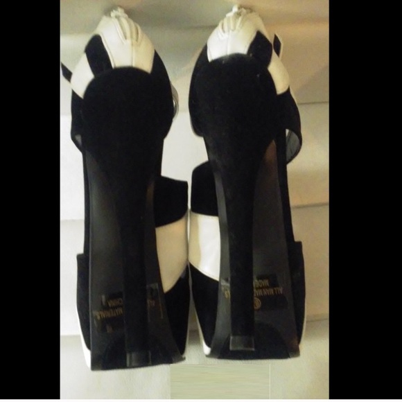 💜LILIANA💜 NEW 6.5 BLACK WHITE PLATFORM HEELS - Picture 3 of 7